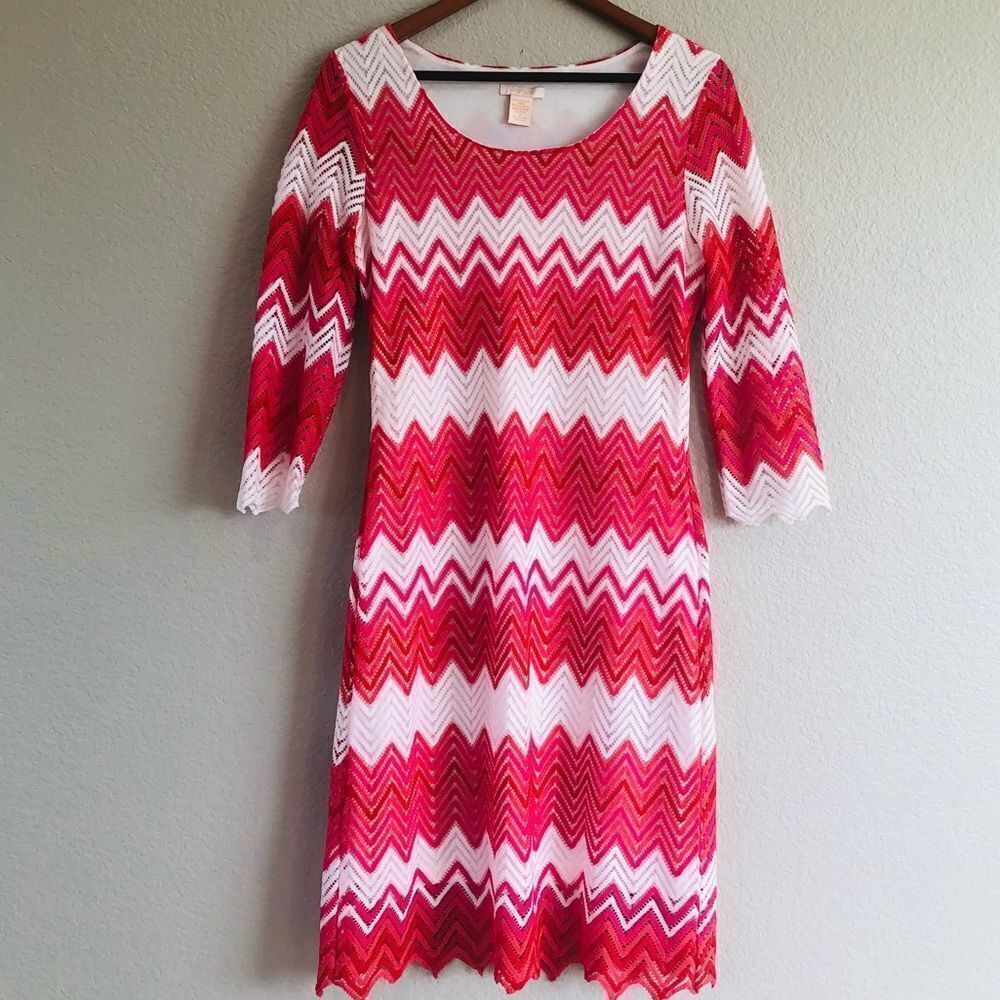 Klozlyne Chevron Chevron Layered Overlay Dress M